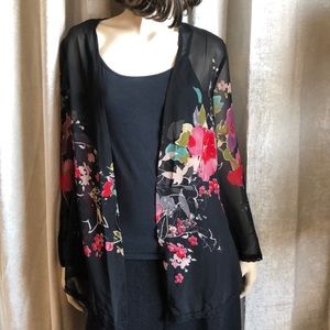 Jessica Simpson Cecile Gardenia Black Cardigan XS